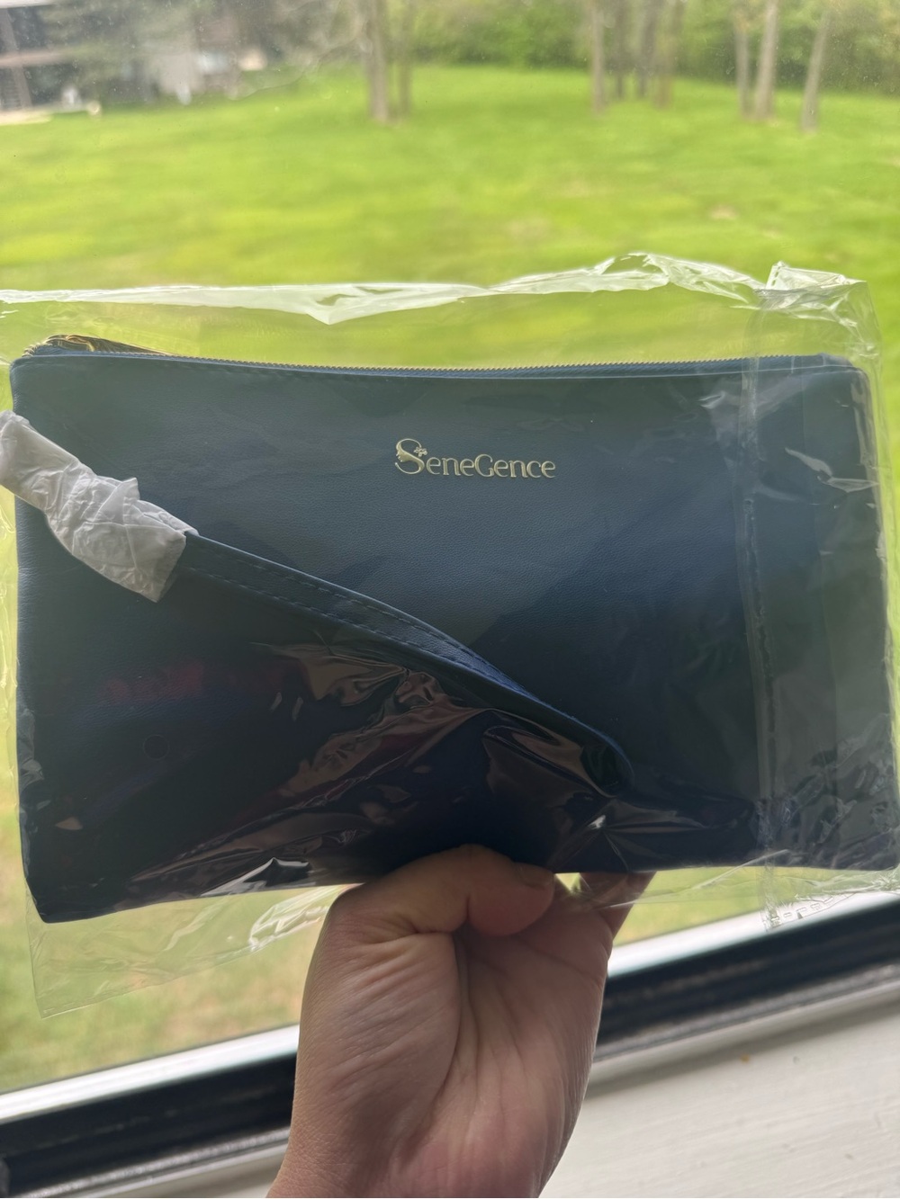SeneGence Navy Travel Makeup Pouch with Gold Logo